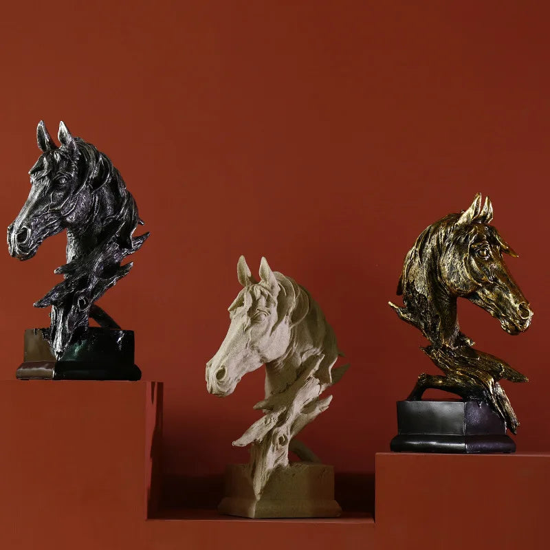 Afralia™ Country Resin Horsehead Figurine: Creative Animal Statue for Modern Home & Office Decor