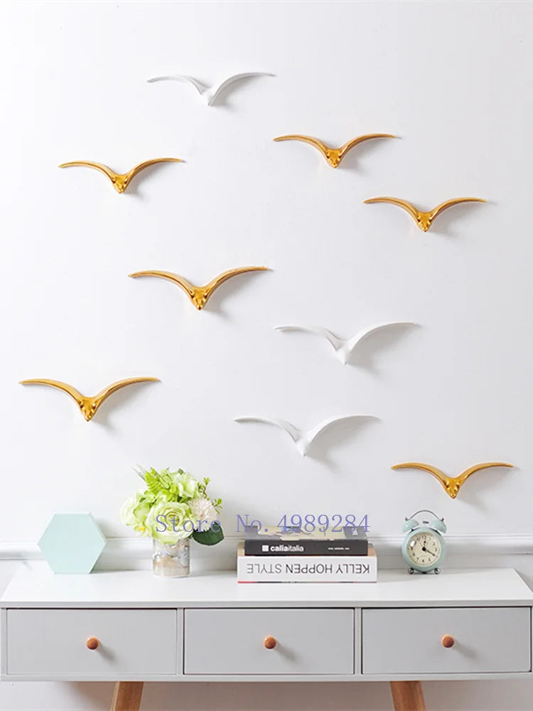 Afralia™ Bird Ceramic Pendant Wall Decor Gold Seagull Wild Goose Modern Home