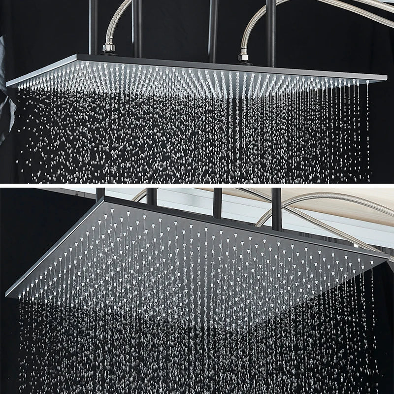 Afralia™ Matte Black Thermostatic Shower Faucet with Ceiling Rainfall Head