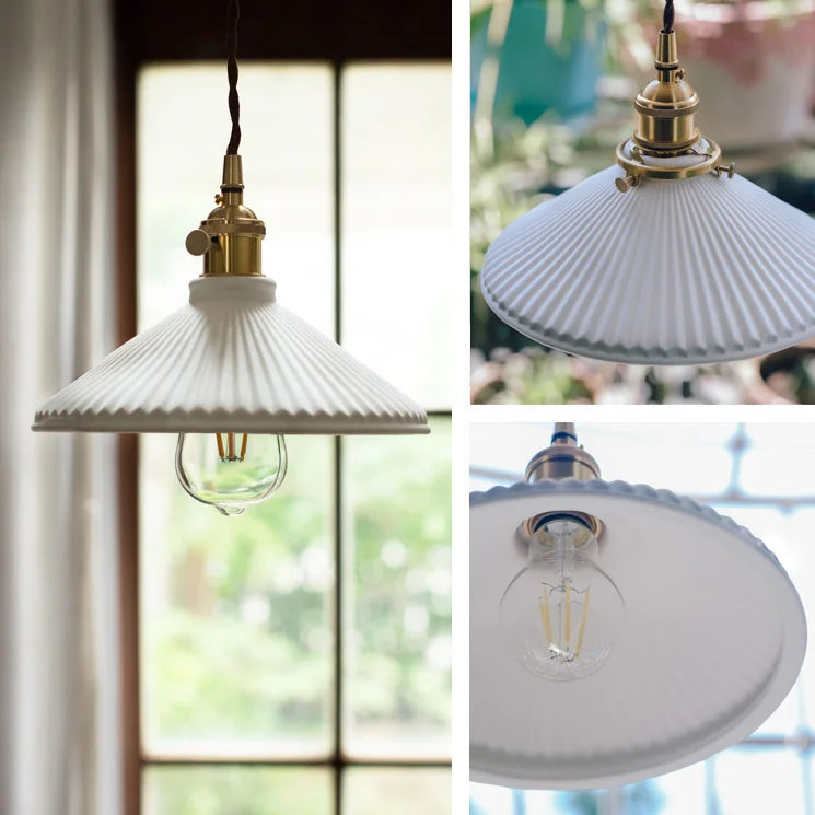 Afralia™ Ceramic Brass Pendant Lights | Nordic Japanese Style LED Hanging Lamp