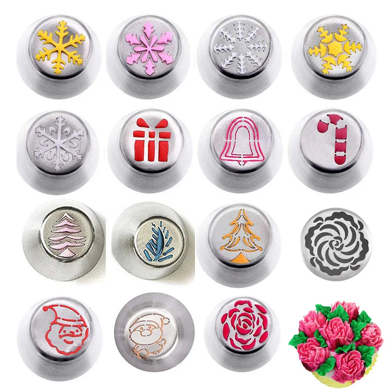 Afralia™ Rose Icing Nozzles Set - Christmas Series Pastry Decorating Tools