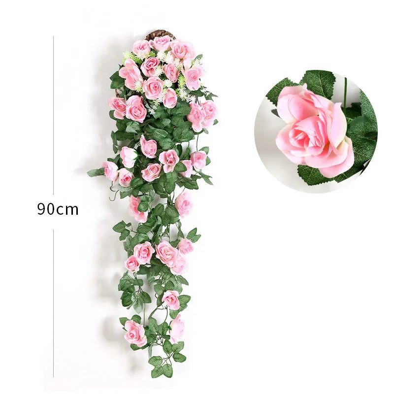 Afralia™ Rattan Vine Rose Wall Hanging: Home Wedding Door Decor Artificial Flowers