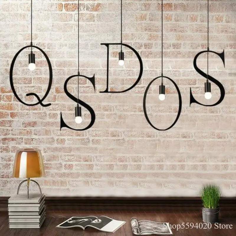Afralia™ New Letters Chandeliers: Vintage LED E27 Light Fixture for Bedroom Decoration