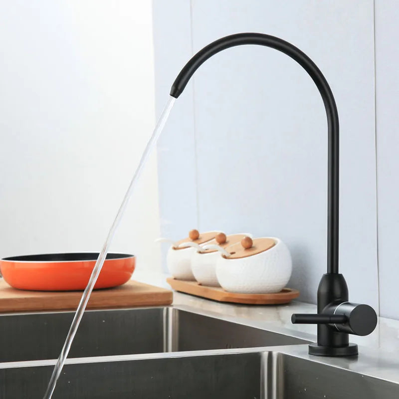 Afralia™ Matte Black Kitchen Faucet 360° Rotation Cold Water Filter Sink Mixer Tap