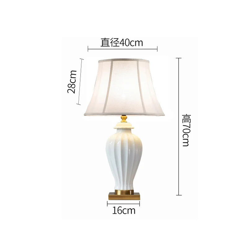 Afralia™ White Ceramic Table Lamp - Bedroom Night Light Fixture