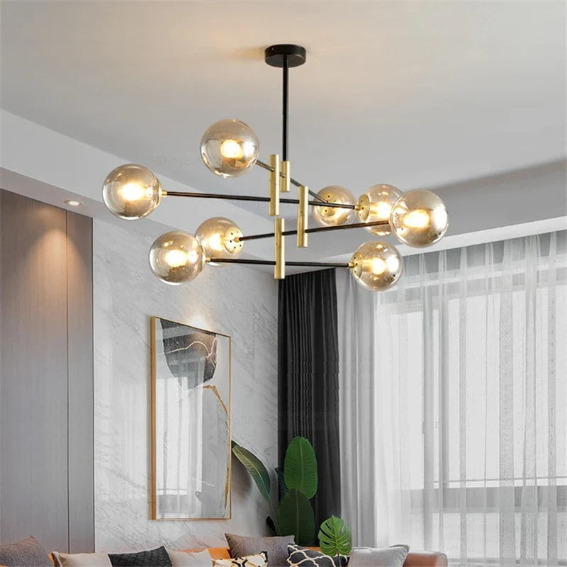 Nordic Glass Ball Chandelier by Afralia™ - Modern LED Pendant Light for Living Room & Kitchen