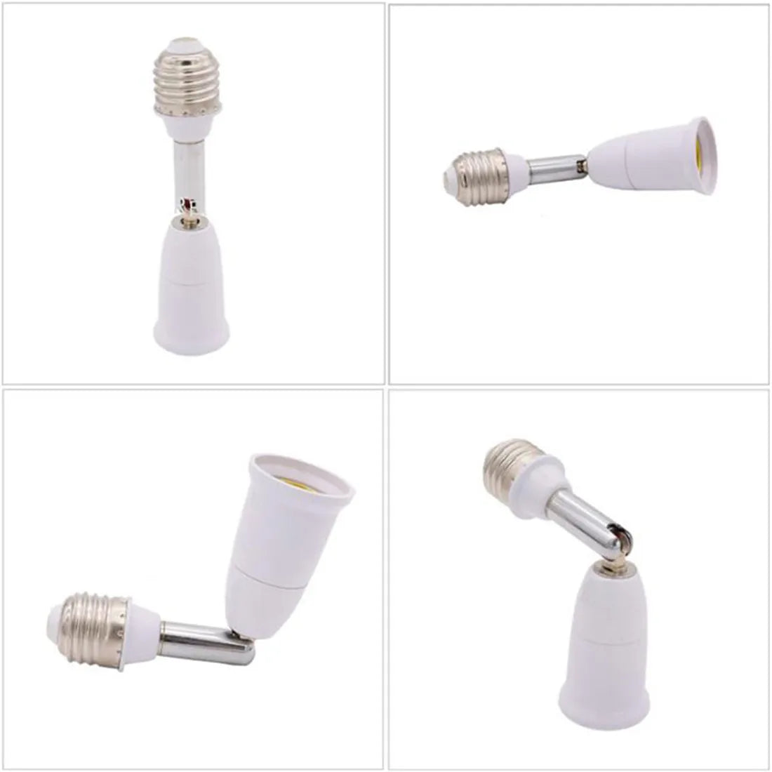 Afralia™ Flexible E27 Socket Extender - 2 Pack Adapter for Screw Bulb Extension