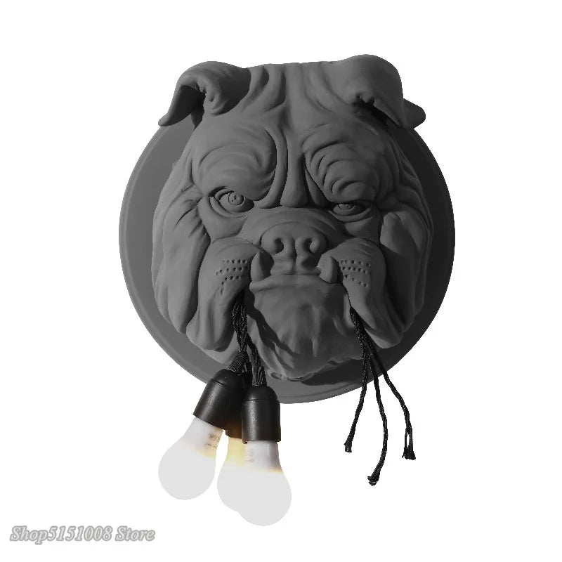 Afralia™ Bulldog Resin Wall Lamp: Nordic Animal LED Wall Sconce for Living Room, Bedroom, Study