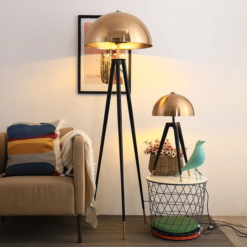 Afralia™ Tripod Mushroom Floor Lamp Vintage Design for Living Room Bedroom Home