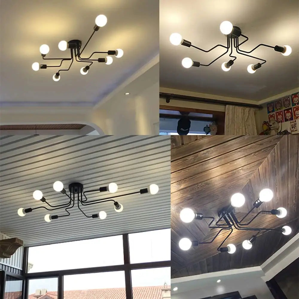 Afralia™ Vintage Wrought Iron Ceiling Lights Chandelier for Home Living Room Décor