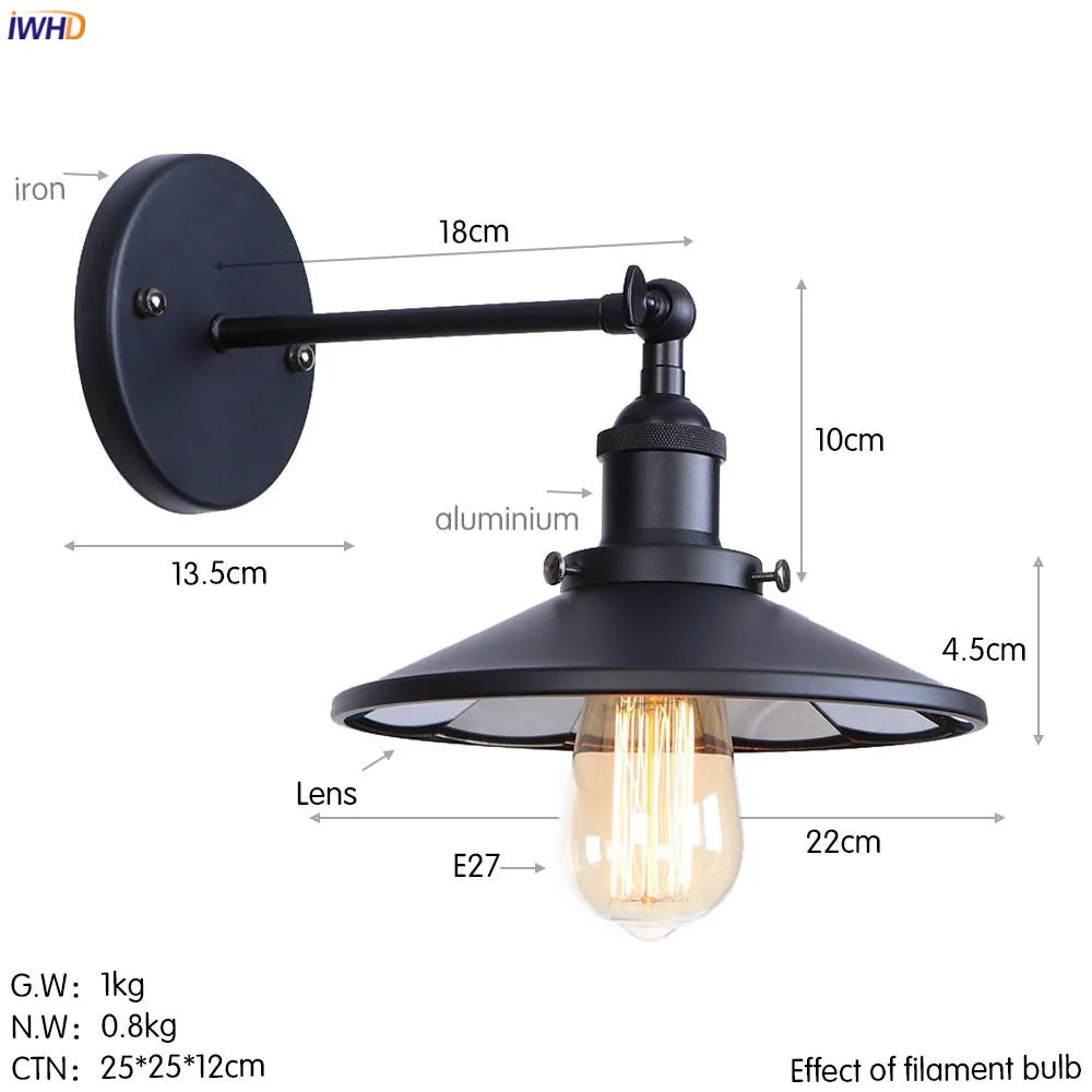 Afralia™ Antique Gold Rustic LED Wall Light for Home Decor