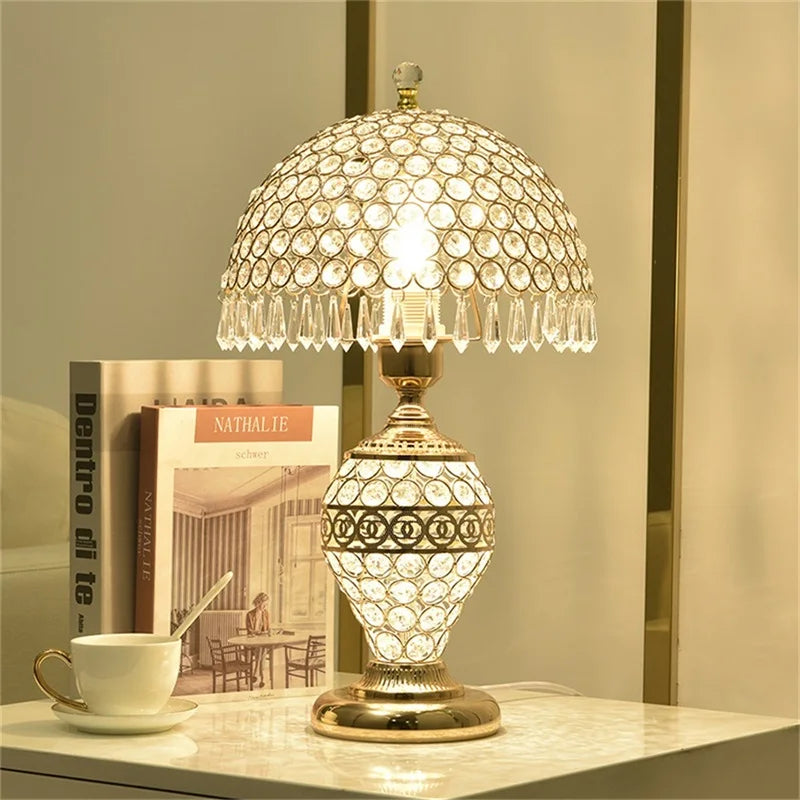 Afralia™ Crystal Table Lamp Dimmer Remote Control Modern Creative Light Luxury Bedside