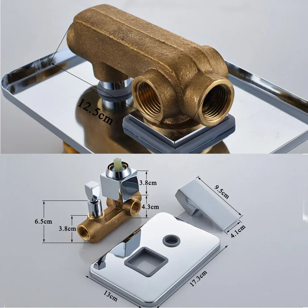 Afralia™ Chrome Rainfall Shower Faucet Set with Tub Spout Mixer Tap