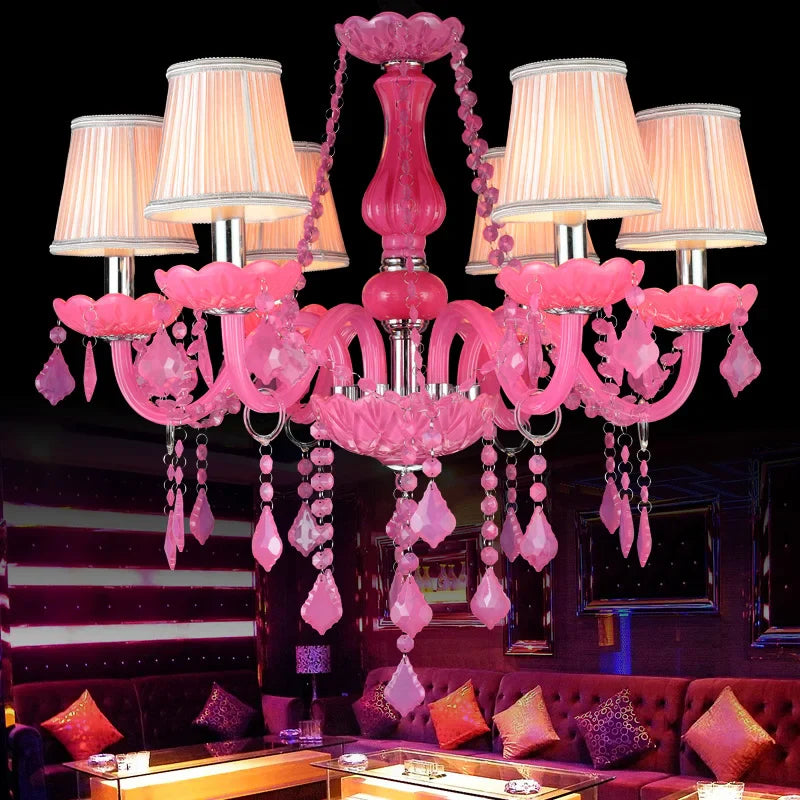 Afralia™ Pink Crystal Chandelier Pendant Lights for Dining, Bedroom, Living Room & KTV