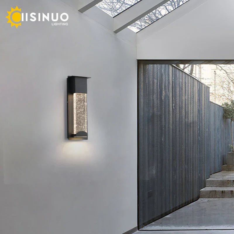 Afralia™ Crystal Outdoor LED Wall Light with PIR Motion Sensor, IP65 Waterproof Sconce Luminare