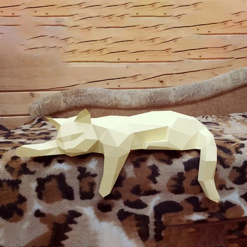 Origami Cat Decoration by Afralia™: Geometric Desktop Crafts for Modern Home Decor.