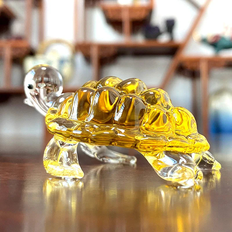 Afralia™ Sea Turtle Glass Figurine Handmade Crystal Miniatures Home Decor