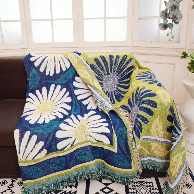 Afralia™ Daisy Flower Knitted Blanket - Elegant Floral Decorative Sofa Slipcover & Couch Cover