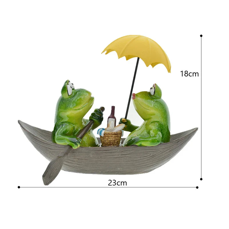 Afralia™ Modern Frog Boat Figurines for Study Desk Decor