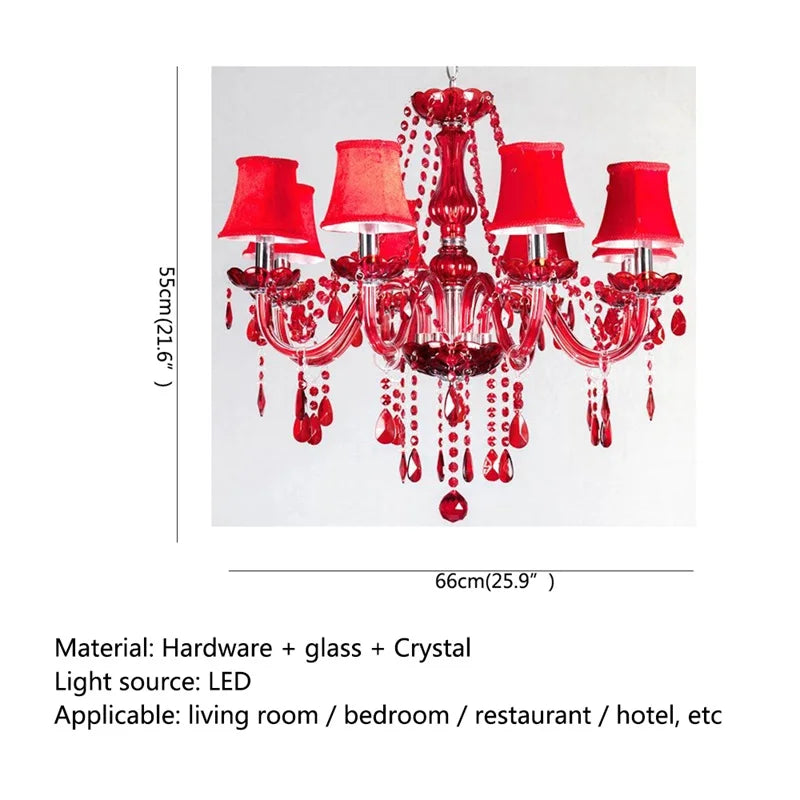 Afralia™ Red Crystal Candle Chandelier - Modern Luxury LED Light Fixtures for Home Living Room