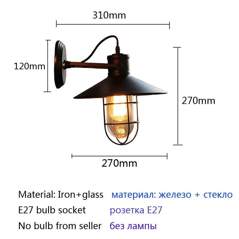 Afralia™ Loft Retro Industrial Wall Lamp for Porch Balcony Bedroom Bedside Stair Sconce