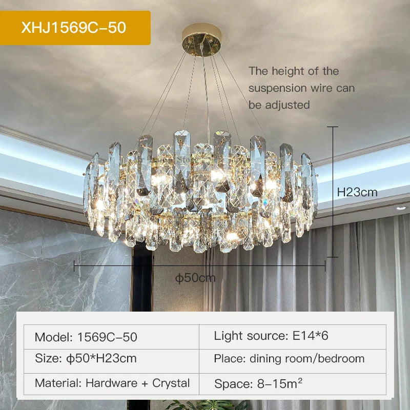 Afralia™ Crystal LED Chandelier for Elegant Living Room, Dining, Bedroom, Kitchen