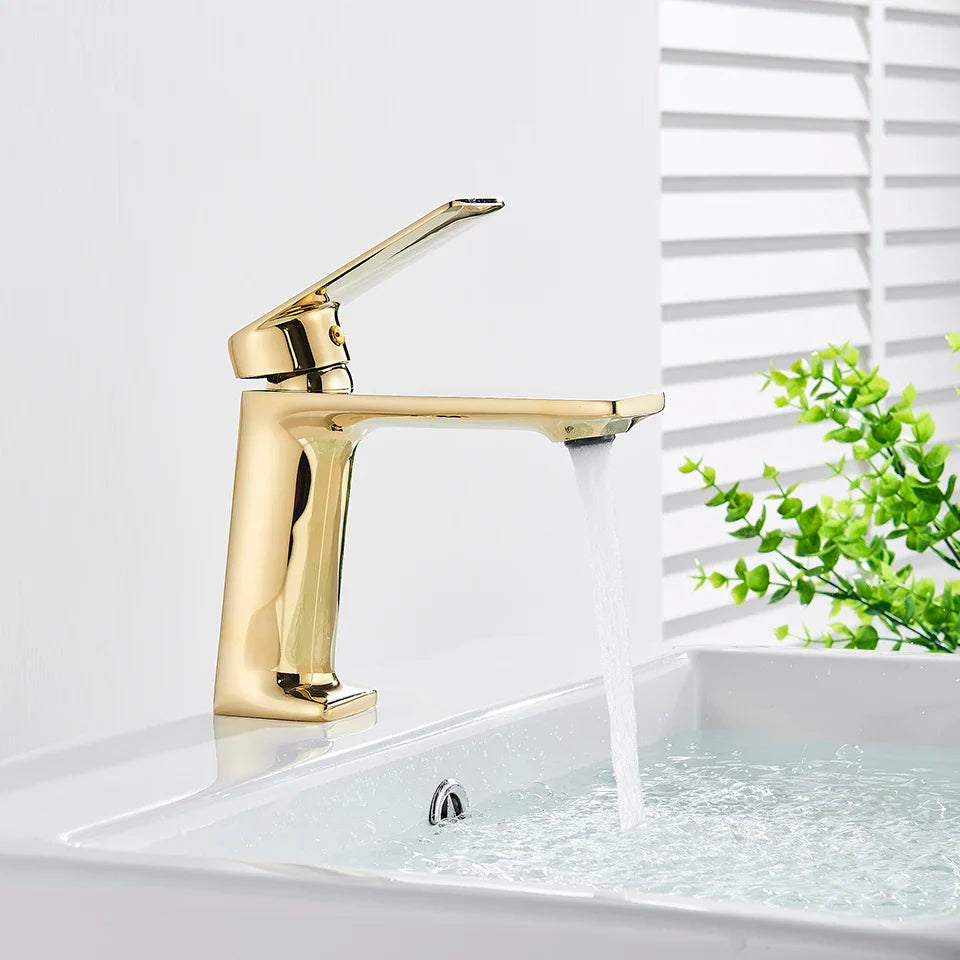 Afralia™ Single Handle Basin Faucet for Wash Basin Sink - Black Deck Mounted Mixer Tap