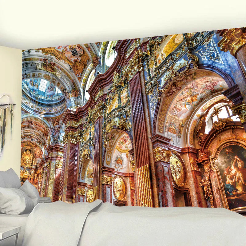 Afralia™ Angelic Church Tapestry: Boho Psychedelic Home Decor & Yoga Mat