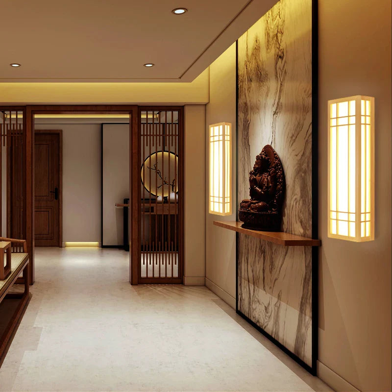 Afralia™ Modern Japanese Tatami Style LED Wall Lamp for Lounge and Bathroom Mirror