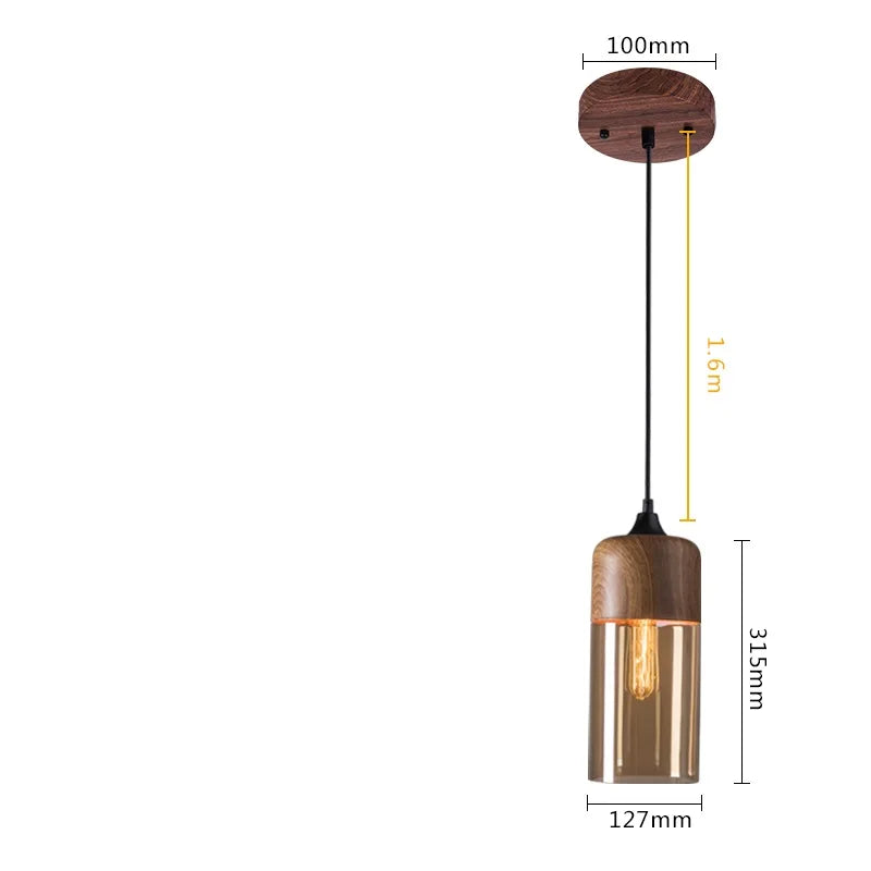 Afralia™ Nordic Wood Color LED Glass Pendant Lights for Dinning Room, Bedroom, Cafe - Modern Hanging Lamp