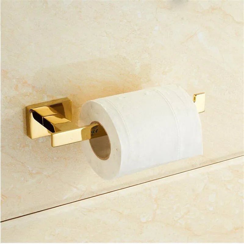Afralia™ Gold Towel Ranger: Brass Wall Mounted Bathroom Accessory Rack