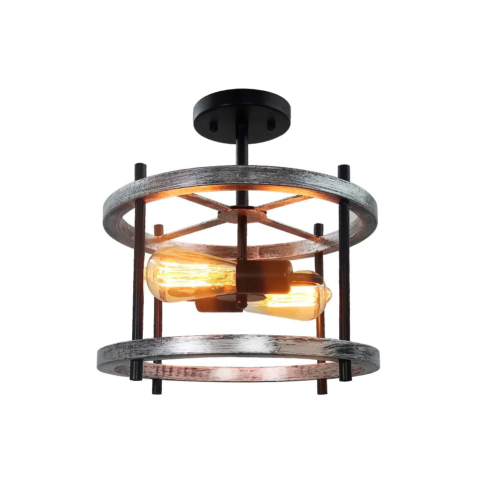 Afralia™ Wood Metal Chandelier Pendant Light Modern Design Ceiling Lamp