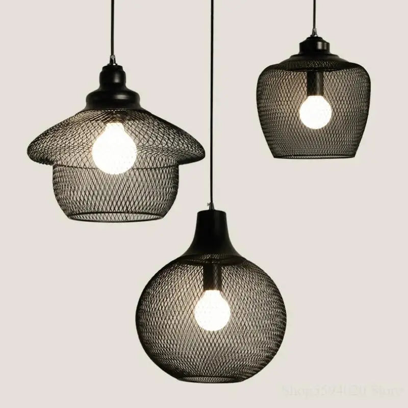 Afralia™ Industrial Birdcage Chandelier: Retro Iron Net Hanging Lamp for Creative Home Lighting