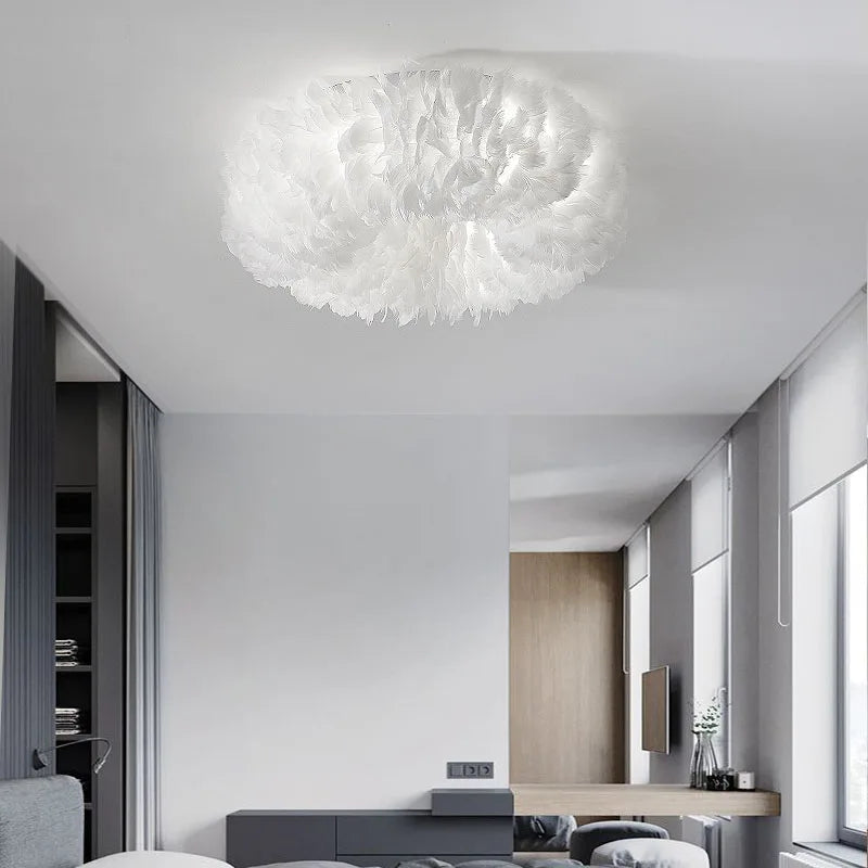 Afralia™ Feather LED Ceiling Light - Nordic Warm & Romantic Fixture for Bedroom & Living Room