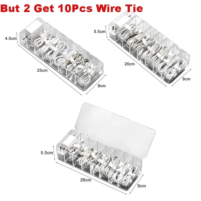 Afralia™ Cable Storage Box: Transparent Desk Organizer for Wire Management