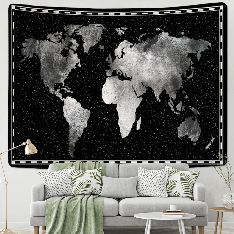 Afralia™ Geometric World Map Tapestry Wall Hanging: 3D Print Decor Yoga Mat Sleeping Pad