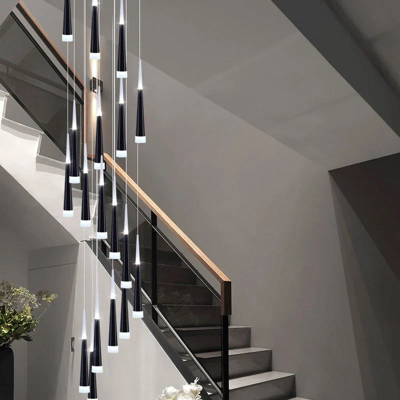 Afralia™ LED Chandelier Lighting for Staircase in Gold/Black/Silver/Coffe - Duplex & Villa Attic Suitable