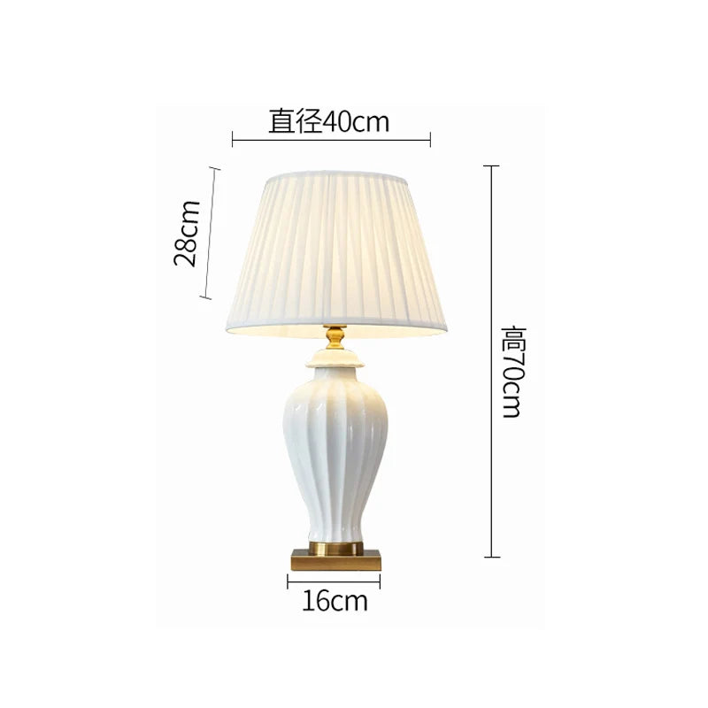 Afralia™ White Ceramic Table Lamp - Bedroom Night Light Fixture