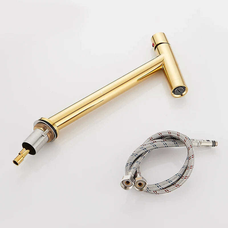 Afralia™ Gold Basin Faucet Single Handle Deck Vintage Wash Hot Cold Mixer Tap