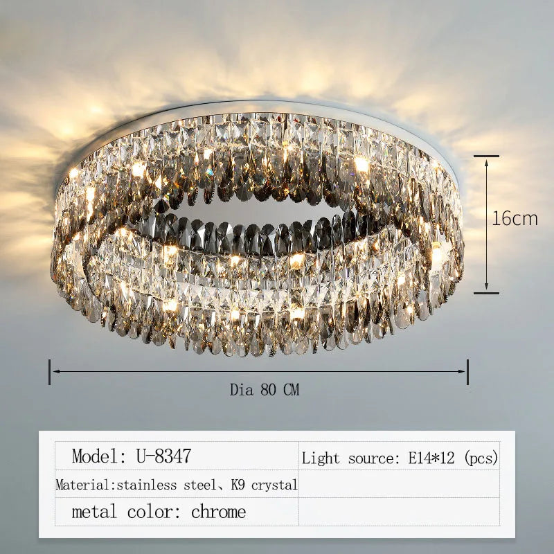 Afralia™ Crystal Chrome Ceiling Lamp - Simple Modern Nordic Living Room Dining Bedroom Lighting