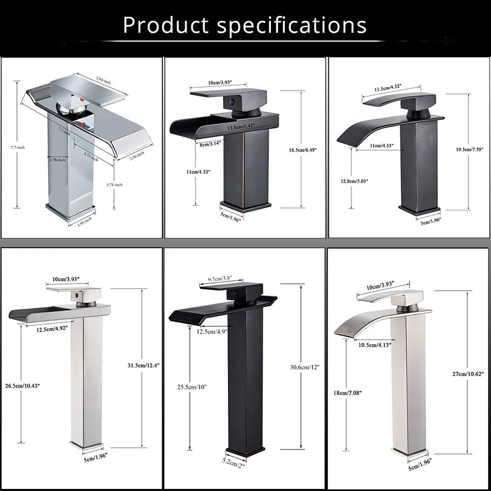 Afralia™ Rozin Waterfall Bathroom Sink Faucet - Polished Chrome Basin Mixer Tap