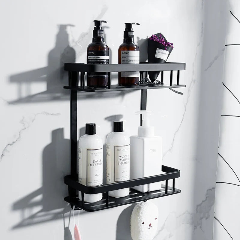 Afralia™ Triple Tier Bathroom Shelf Wall-Mounted Toilet Storage Rack