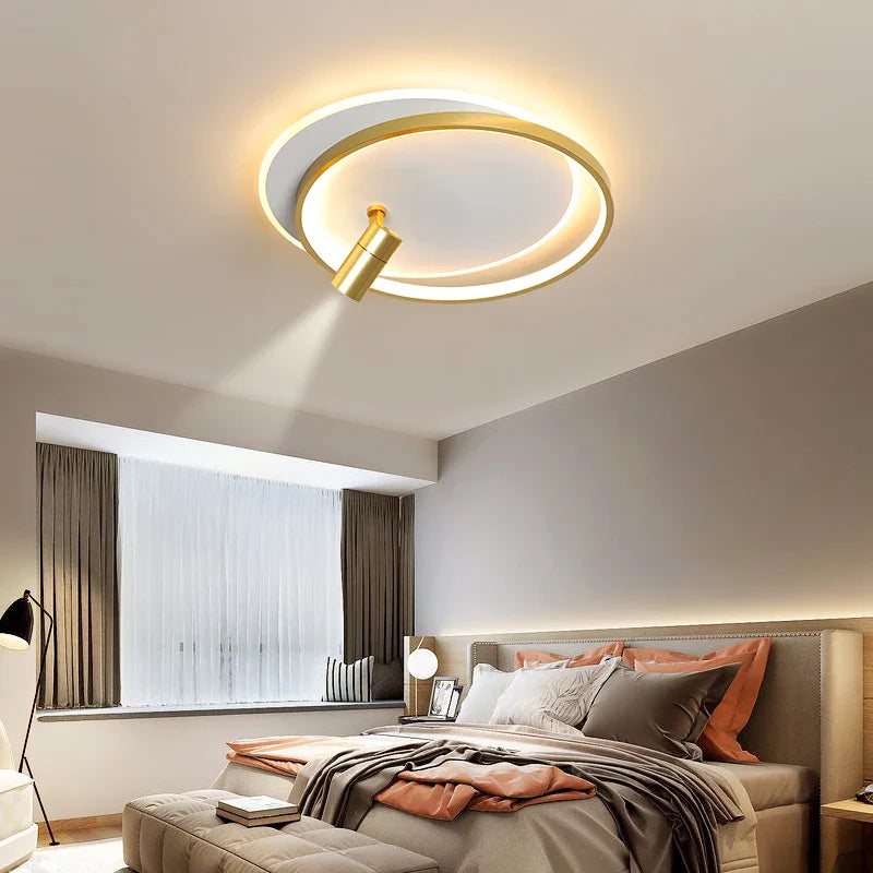Afralia™ Dimmable LED Ceiling Lights with Remote Control, Modern Gold/Black Spotlights