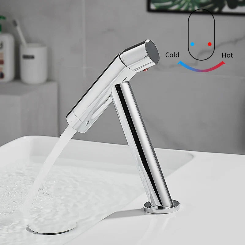 Afralia™ Luxury Brass Basin Faucet Silver Gold Single Handle Bathroom Sink Tap