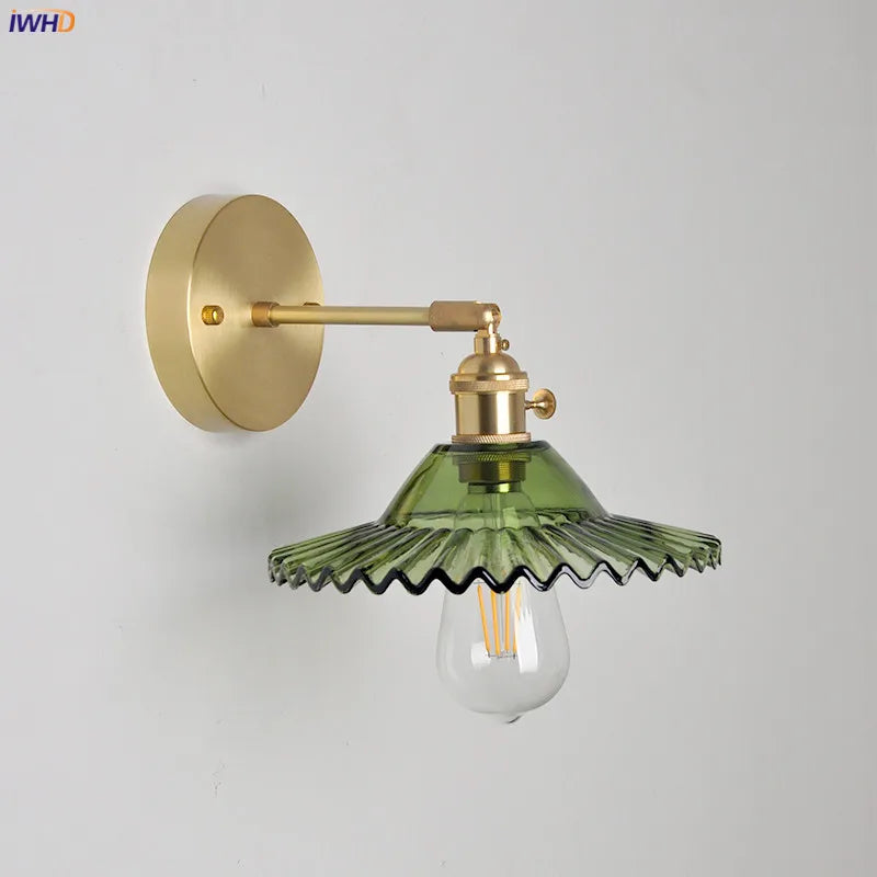 Afralia™ Nordic Brass Wall Lamp Bedside Reading Sconce Glass LED Luminaria