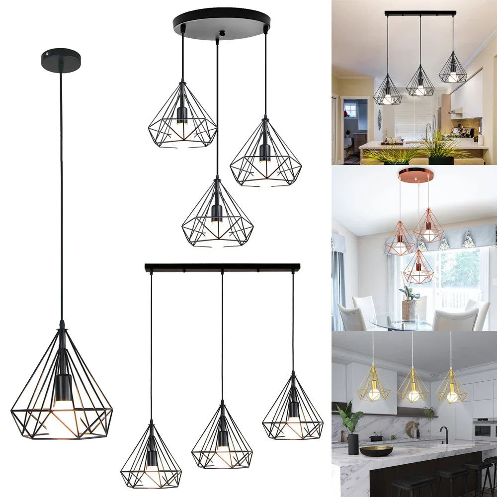 Afralia™ Industrial LED Pendant Light Vintage Loft Cage Hanging Lamp for Home Decor