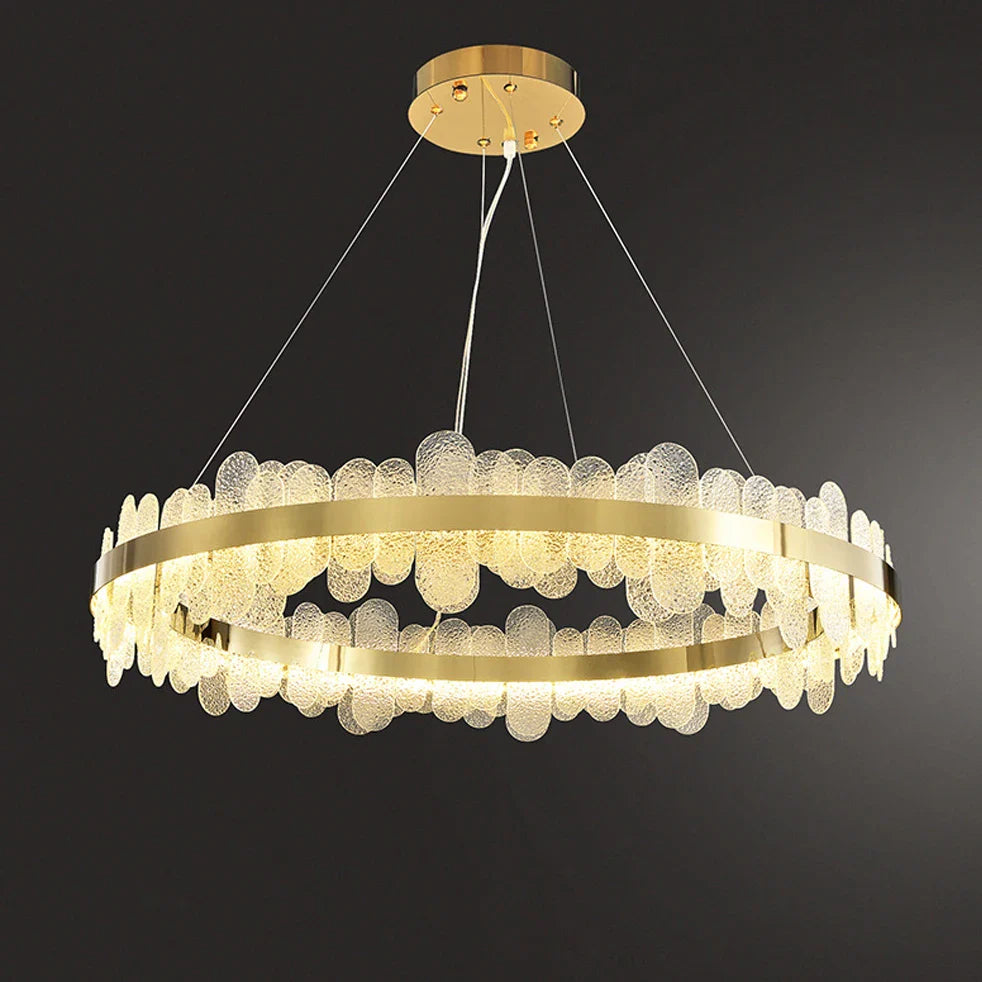 Afralia™ Golden Stainless Steel LED Designer Chandelier for Dining Room