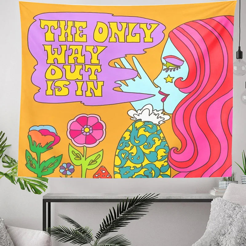 Afralia™ Retro Hippie Tapestry: Trippy Psychedelic Wall Decor for Girls Dorm