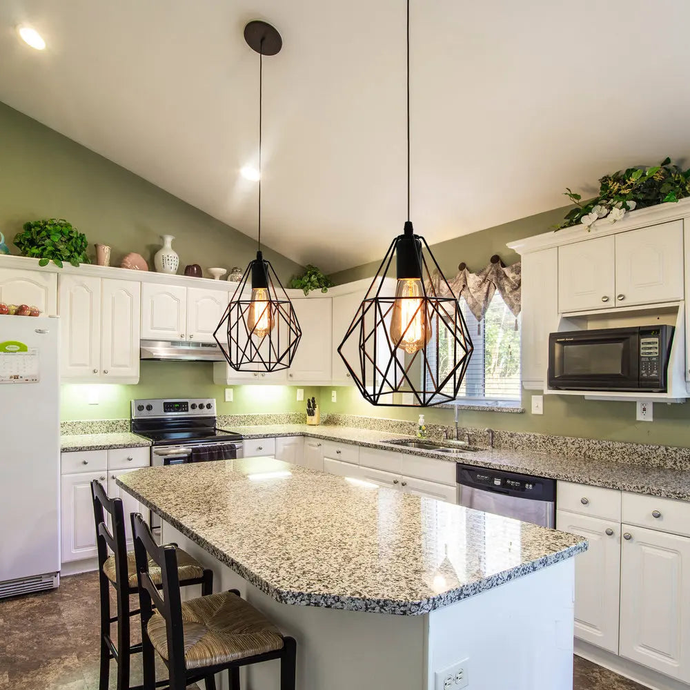 Afralia™ Iron Cage Chandelier Loft Ceiling Light for Kitchen Bedroom Living Room