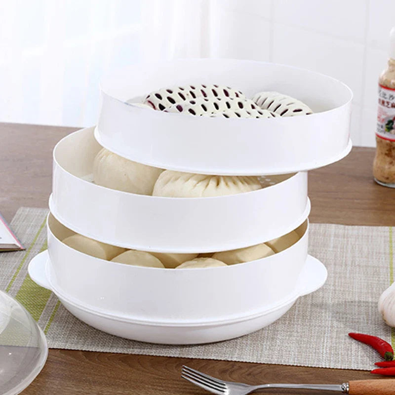Afralia™ Microwave Steamer for Steamed Buns 1/2 Layer - Durable Kitchen Utensil
